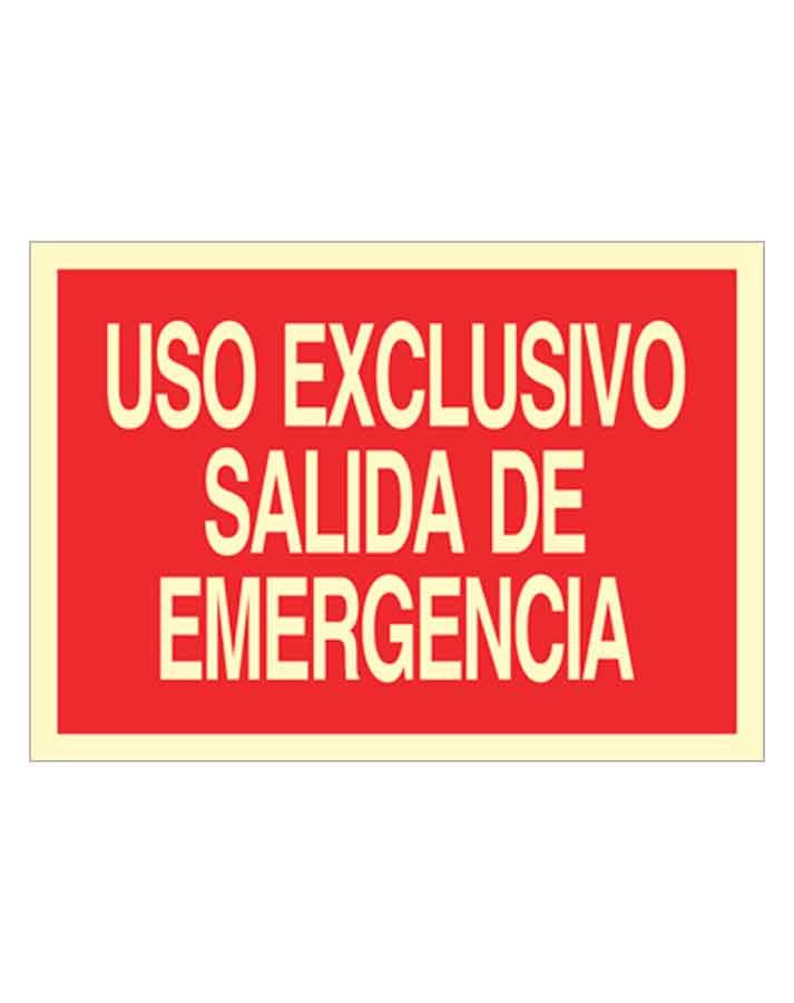 Cartel de salida de emergencia a la derecha. Señal luminiscente de 32 x 16  cm